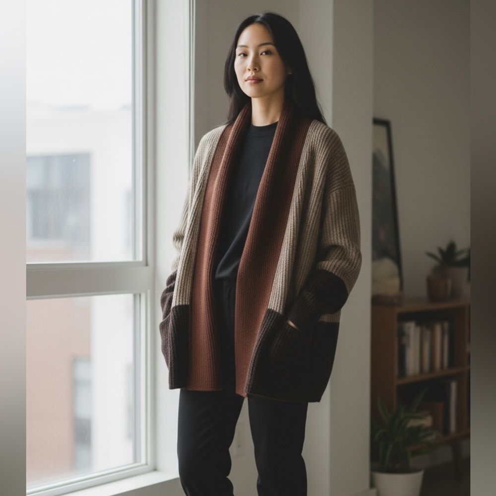 Women's Color Block Cardigan Sweater